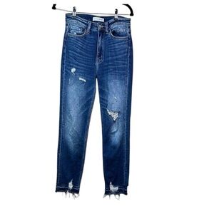 Flying Monkey Distressed Blue Jeans raw hem size 27